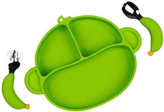 Set De Hrană Din Silicon Cu Bază Antiderapantă Galben 3 Piese Pentru 6+ Luni