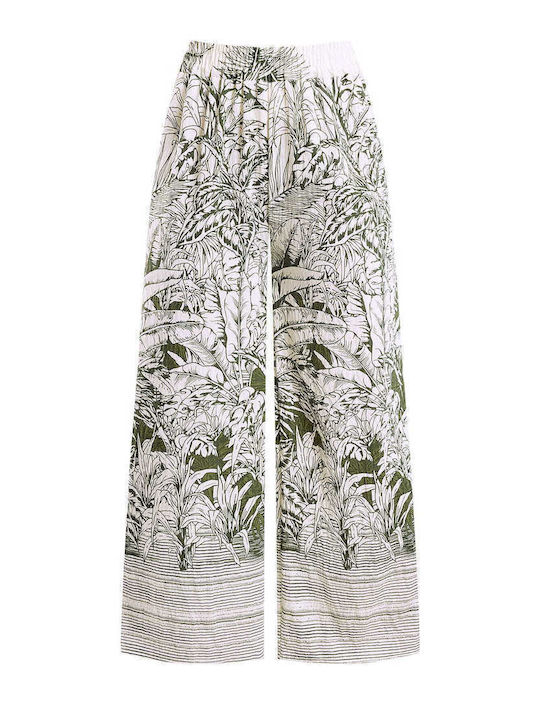 Celestino Damenhose Elastischer Bund Loose Fit Khaki