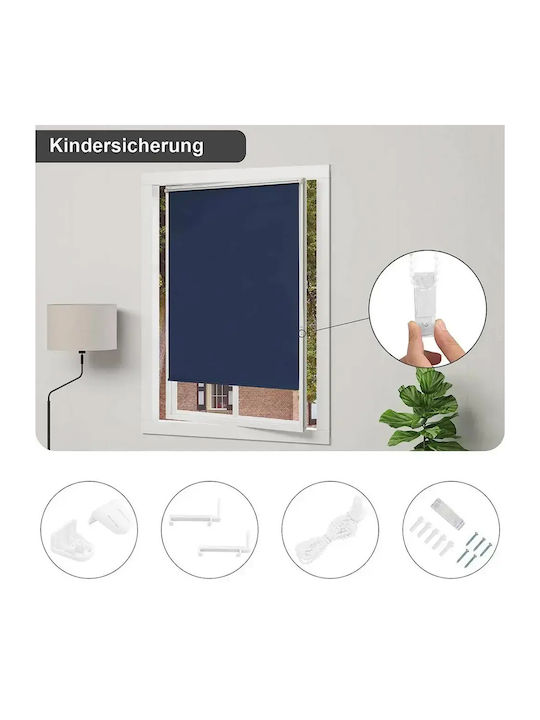 Woltu Roller Blinds Total Blackout Blue W70xH160cm