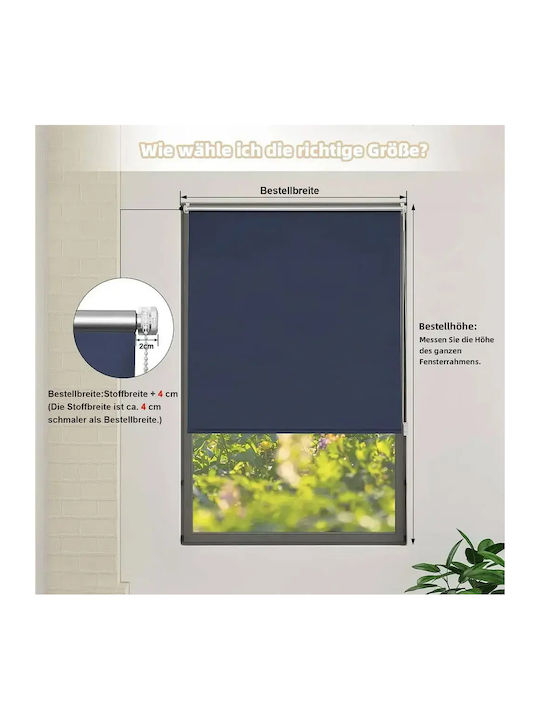 Woltu Roller Blinds Total Blackout Blue W70xH160cm