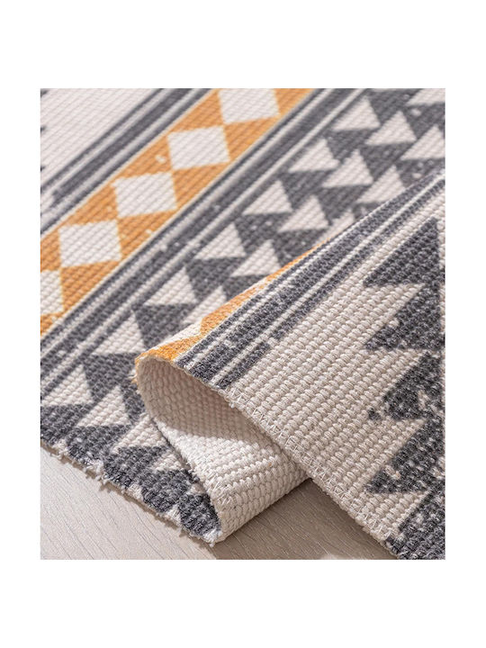 FRIPIA Outdoor Rectangular Cotton Rug with Fringes Grey & Orange 60x90cm