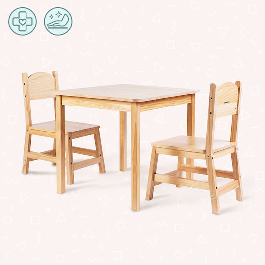 Set Kinder Tische mit Stühlen für Malerei aus Hölzernes Beige Mamabrum