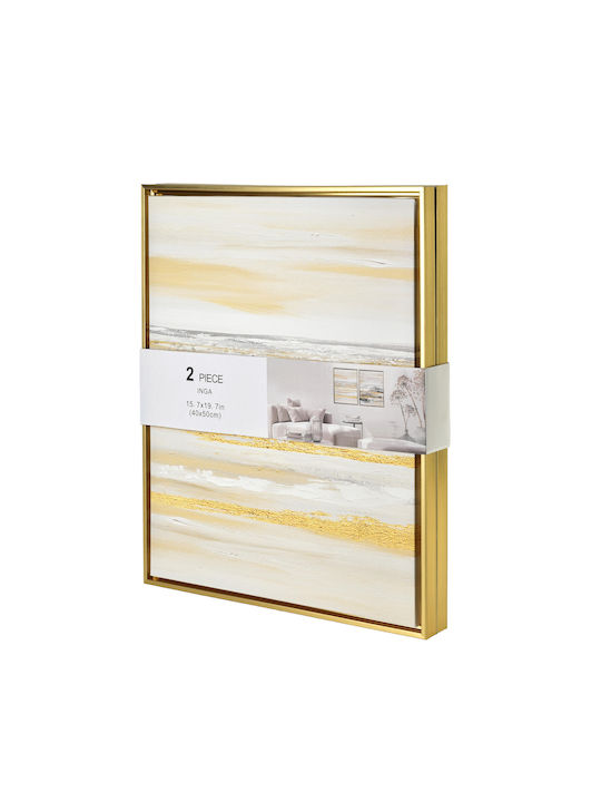 Inga Set 2 Paintings 40x50cm Gold Black Abstract