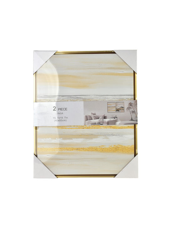 Inga Set 2 Paintings 40x50cm Gold Black Abstract