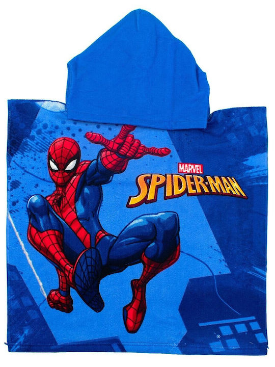 Beach Poncho Quick Dry Marvel Spider-man 538 50x100 Sky Blue-Blue 100% Microfiber One Size