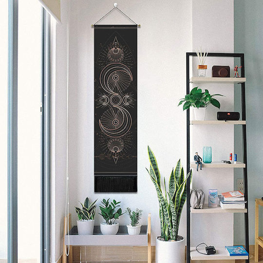 FRIPIA Κρεμαστό Διακοσμητικό Μαύρο από Ξύλο 130x35cm