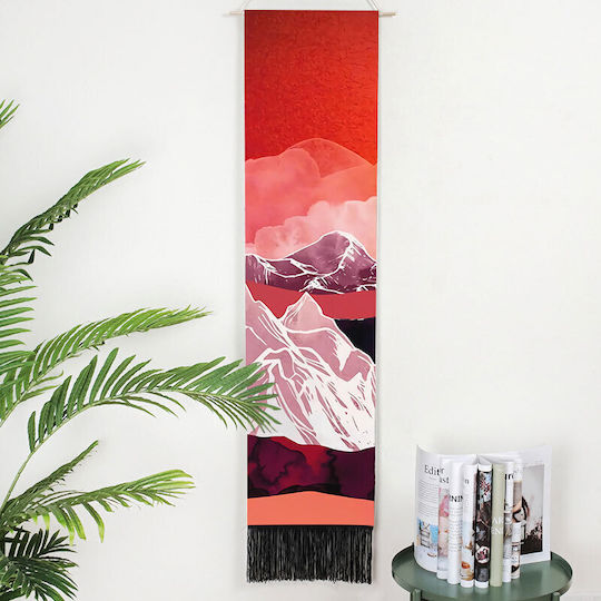 FRIPIA Hanging Sunset Wall Decor Red Wooden 130x35cm