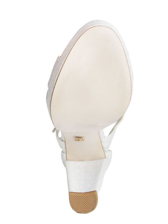 Damen Sandalen Silber Leder Glitzer