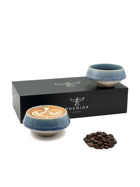 Set Cesti Cappuccino Ceramice Albastre 150ml 2 Bucăți