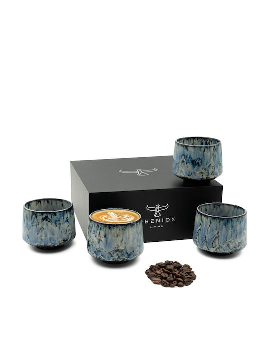 Set Cesti Cappuccino Ceramice Albastre 180ml 4 Bucăți