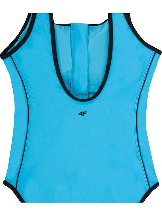 Costum De Baie Întreg Albastru Deschis Cu Fermoar
