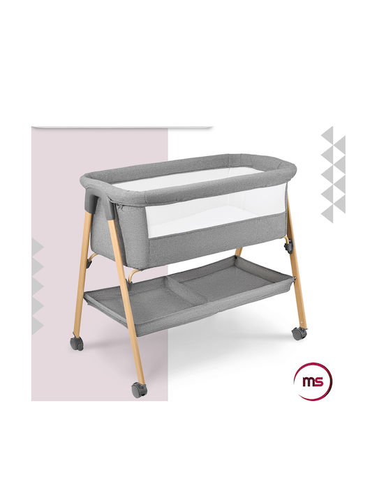 Moby System Babywiege mit Matratze und Rädern Grau