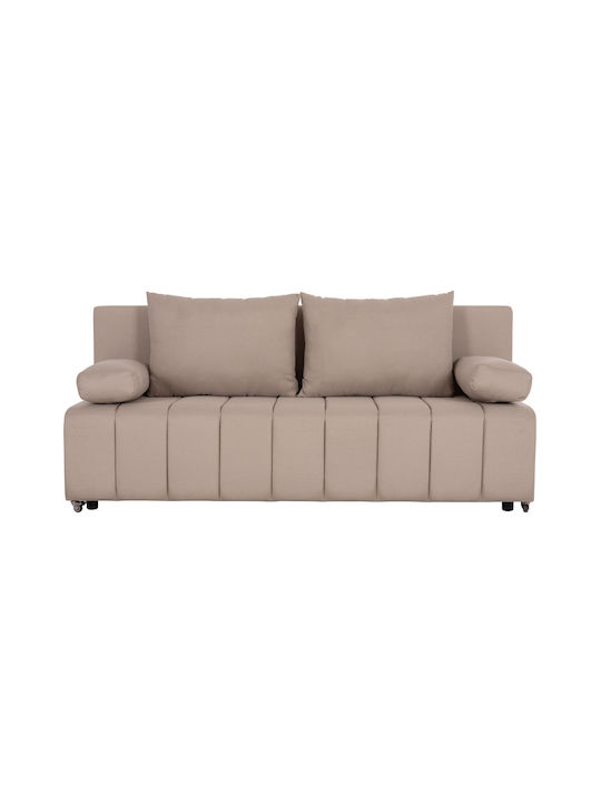 Kend Three-Seater Sofa Bed with Storage Space Light Beige 188x85x82 cm