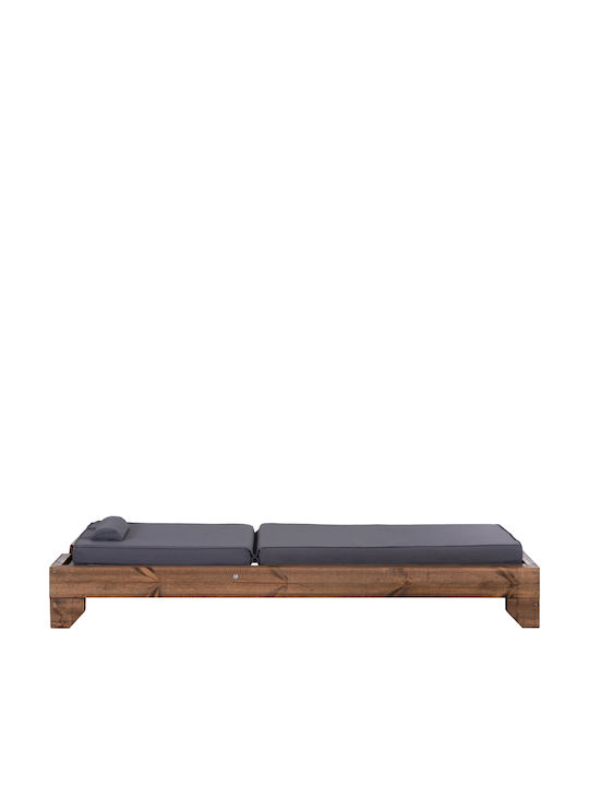 Wooden Sun Lounger with Pillow Grey 204x79x77cm
