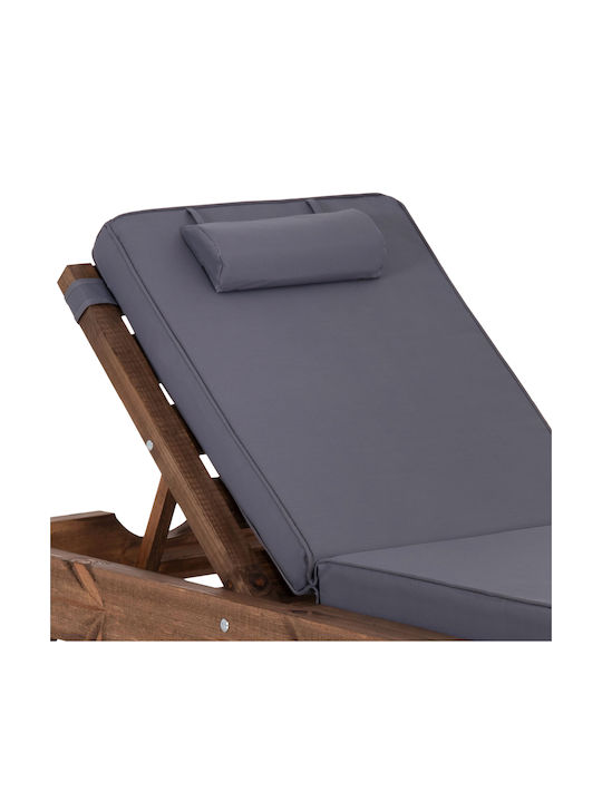 Wooden Sun Lounger with Pillow Grey 204x79x77cm