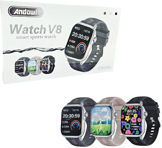 Andowl V8 Smartwatch with Heart Rate Monitor (Black)