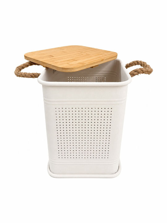 Metallische Aufbewahrungsbox mit Deckel Beige 28x28x41cm