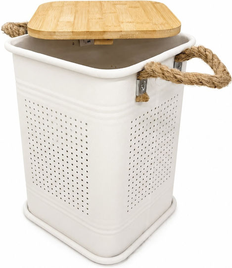 Metallic Storage Box with Lid Beige 24x24x34.5cm