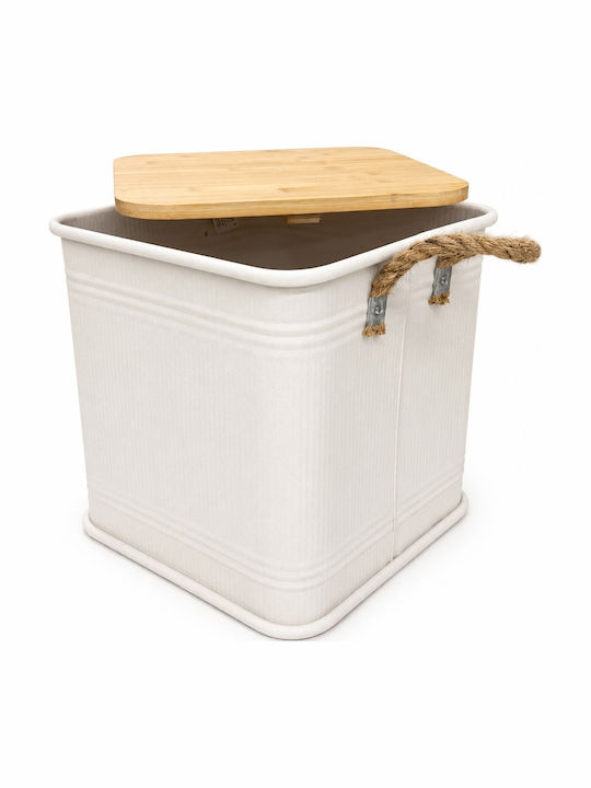 Metallic Storage Box with Lid Beige 31x31x32.5cm