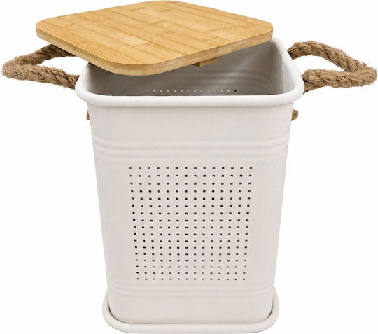 Metallic Storage Box with Lid Beige 24x24x34.5cm