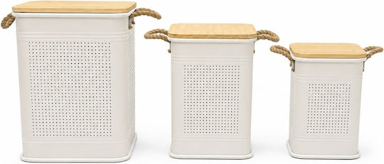 Metallische Aufbewahrungsbox mit Deckel Beige 28x28x41cm