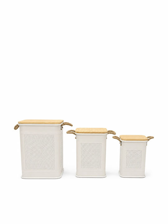 Metallische Aufbewahrungsbox mit Deckel Beige 24x24x34,5cm