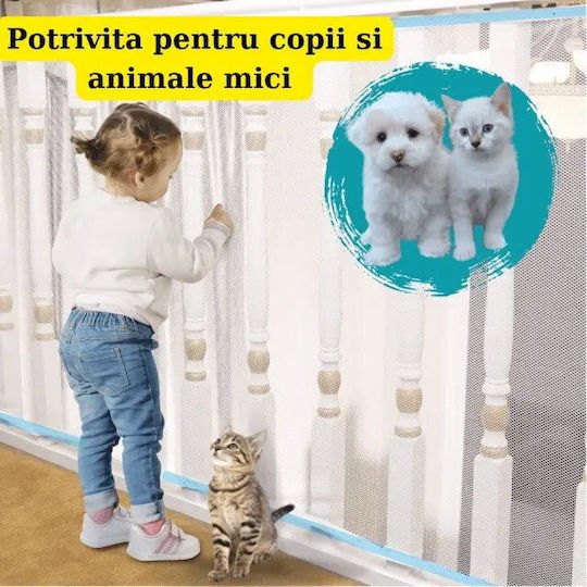 Plasă de Protecție pentru Pisici din Țesătură Albă 300 x 78 cm
