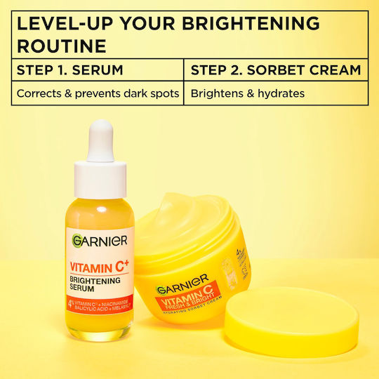 Garnier Vitamin C Fresh & Bright Light 48h Day Face Cream for Moisturizing & Brightening with Vitamin C & Niacinamide 85ml