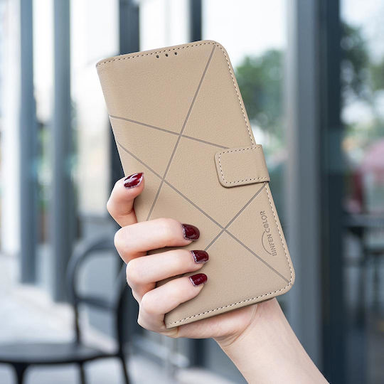 Binfen Color Xiaomi Redmi 15c 5g 4g Geometric Pattern Leather Wallet Case Beige