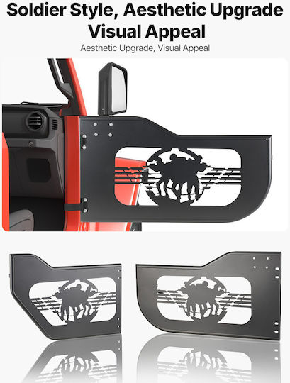 Vevor Σωληνωτές Ημιπόρτες Jeep 4 Θυρών Wrangler Jl 2018-2026 & Gladiator Jt 2020-2026 Σχέδιο Soldier Εμπρός Πίσω Dot Καθρέφτες Λαστιχένια Προστατευτικά Jpc4mcxsbta2gj12u001v0