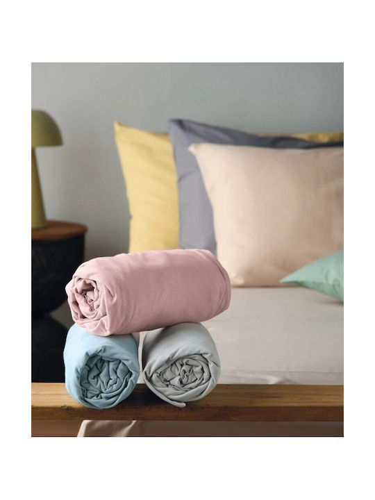 Kentia Baby Crib Sheet Cotton Fitted Sueve Light Blue 70x140cm