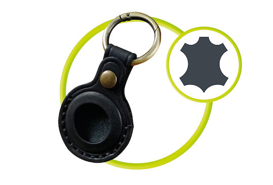 Mobile Origin Leder Schlüsselbund-Etui für AirTag in Schwarz