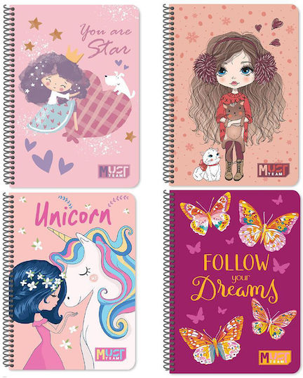 Must Team Spiral School Notebook Ruled B5 30 Paper Sheets 2 Subjects (Various Designs)
