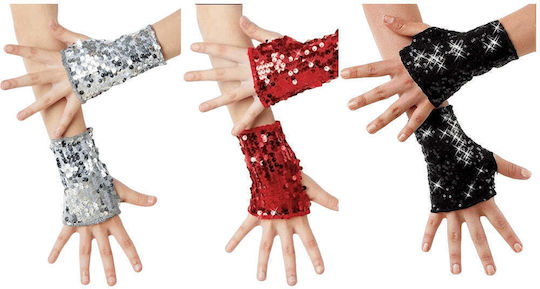 Carnival Gloves Black with Sequins O30061