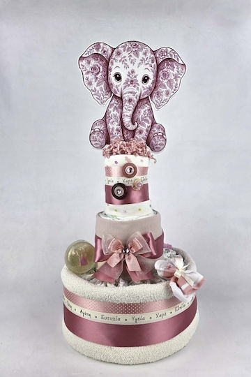 Dama Koupa Χειροποίητο Diaper Cake από Ξύλο για Κορίτσι