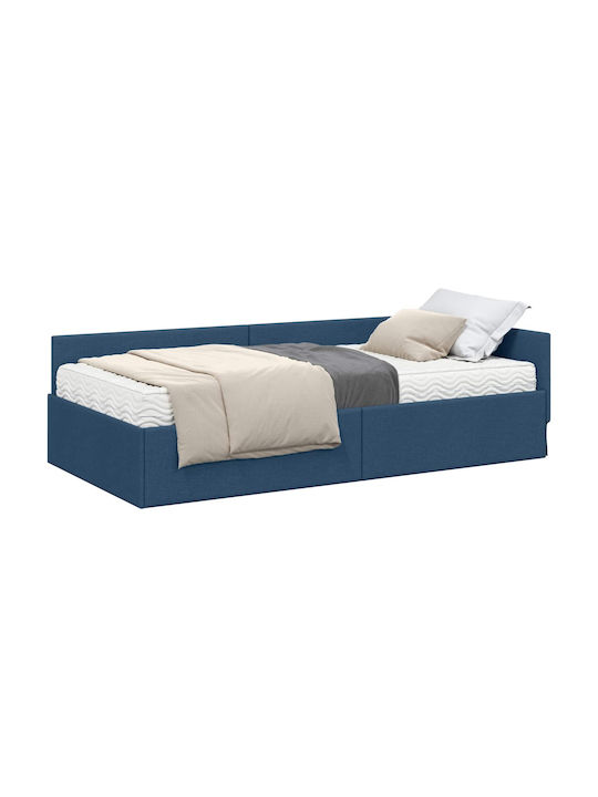 Einzelbett Blau mit Lattenrost & Matratze 94x200cm