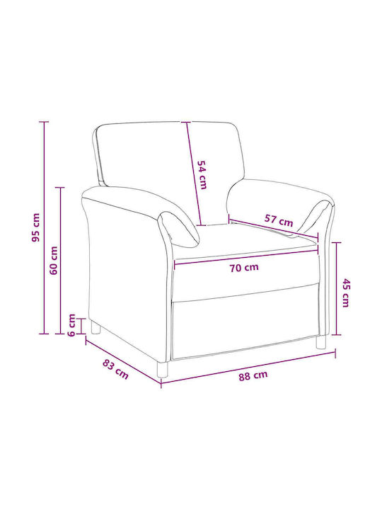 Velvet Turquoise Armchair 88x83x95cm