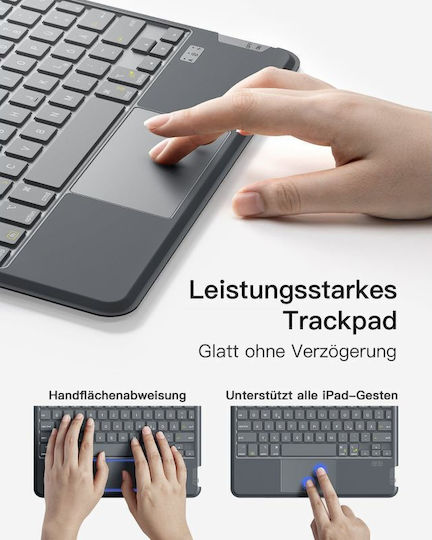 Inateck Acetouch Kb04112 Abnehmbares Tastatur-Hülle Ipad der 10. / 11. Generation Qwertz Grau
