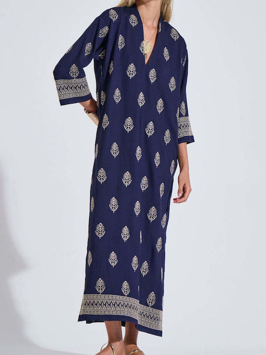 Summer Maxi Shirt Dress Blue