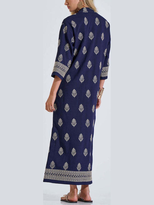 Summer Maxi Shirt Dress Blue