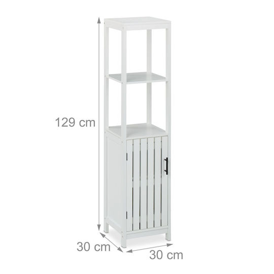 Relaxdays Dulap Coloană pentru Baie de Pardoseală M30xA30xÎ129cm Albă