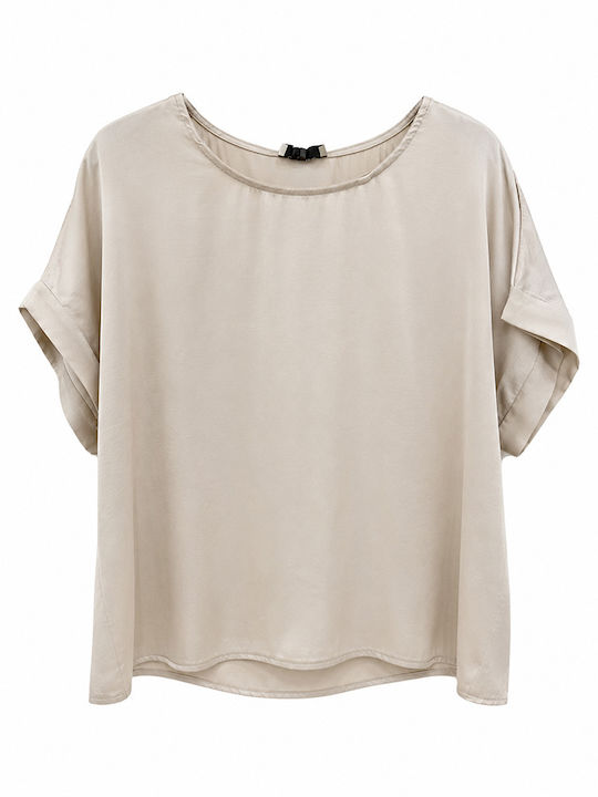 Women's Satin Beige Blouse