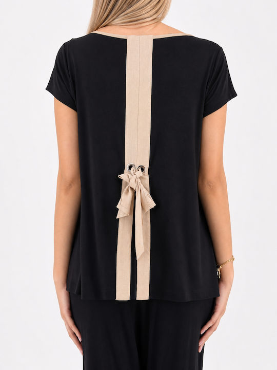 Women's Short Sleeve Black Blouse