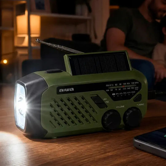 Aiwa R-99EM Tragbares Solarradio mit USB Grün