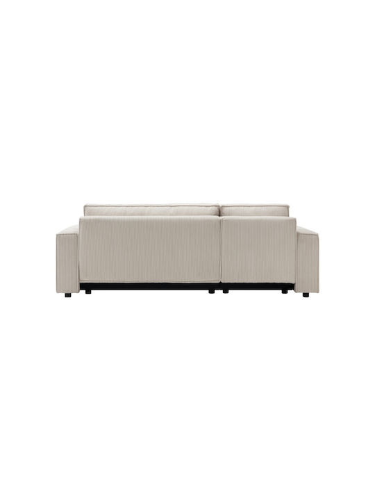 Corner Couch Bed with Right Corner and Storage Space Beige 240x92x82 cm