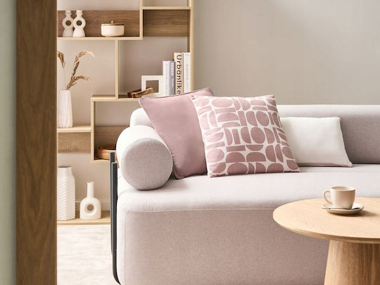 Beliani Set 3 Perne Decorative Pentace Bumbac 30 X 50 Cm 45 X 45 Cm Roz Solid
