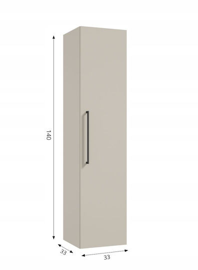 Deftrans Dulap coloană de baie de perete M33xA28.5xÎ140cm Neagră