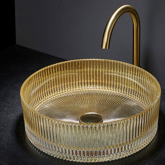 GSI Einbau Waschbecken Glas 40x40x12cm Gold