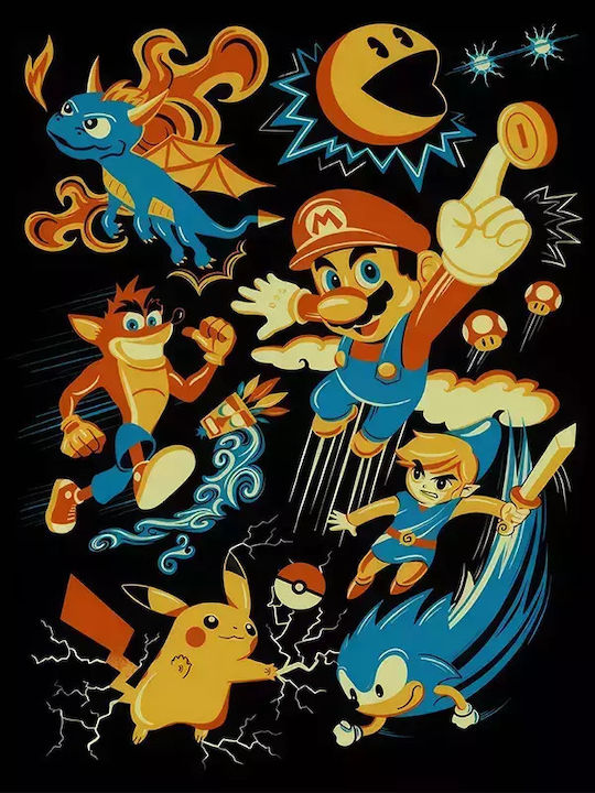 Gaming Poster Gaming Heroes Gm118 30cm x 40cm Brown Wooden Frame