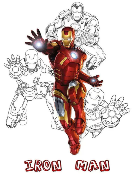 Comic Poster Iron Man Cm032 40cm X 50cm Κορνίζα Καφέ Ξύλου